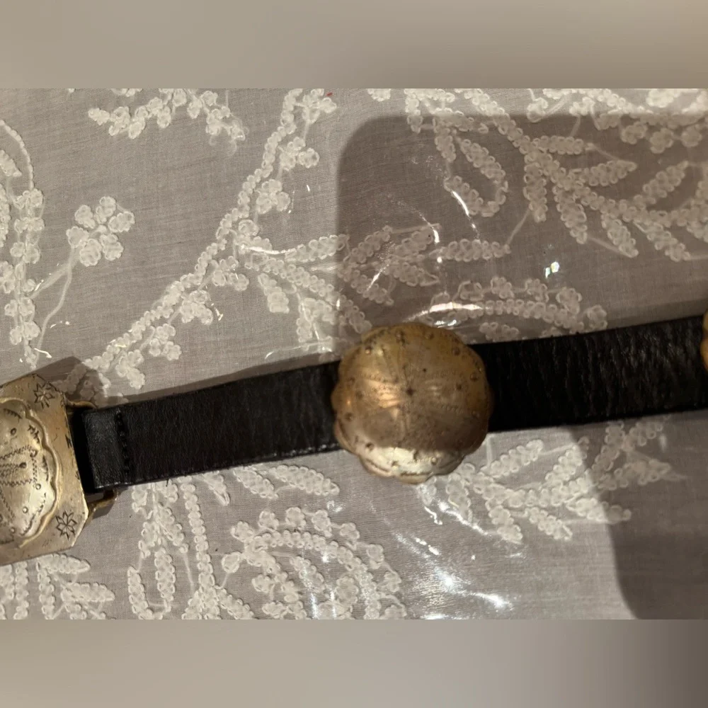 ❤️ RALPH LAUREN Black Leather Belt with Silver Accents - Picture 12 of 16